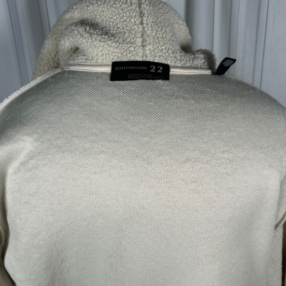 Men's XL Cream Scotch & Soda Sherpa Pullover Hoodie - Picture 14 of 16
